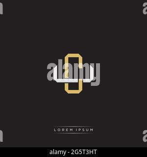 Initial letter overlapping interlock logo monogram line art style isolated on black background template Stock Vector