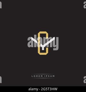 Initial letter overlapping interlock logo monogram line art style isolated on black background template Stock Vector
