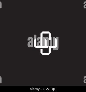 Initial letter overlapping interlock logo monogram line art style isolated on black background template Stock Vector