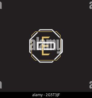 Initial letter overlapping interlock logo monogram line art style isolated on black background template Stock Vector