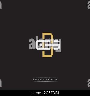 Initial letter overlapping interlock logo monogram line art style isolated on black background template Stock Vector