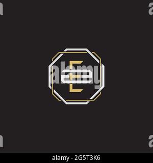 Initial letter overlapping interlock logo monogram line art style isolated on black background template Stock Vector