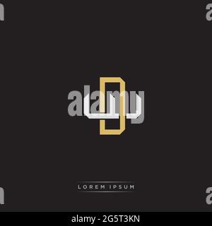 Initial letter overlapping interlock logo monogram line art style isolated on black background template Stock Vector