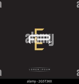 Initial letter overlapping interlock logo monogram line art style isolated on black background template Stock Vector