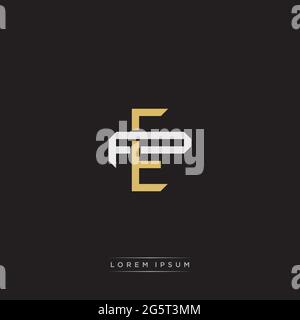 Initial letter overlapping interlock logo monogram line art style isolated on black background template Stock Vector