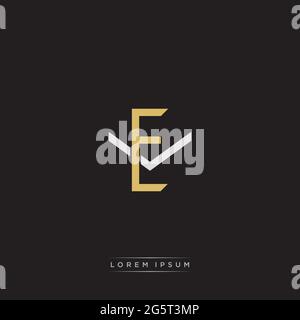 Initial letter overlapping interlock logo monogram line art style isolated on black background template Stock Vector