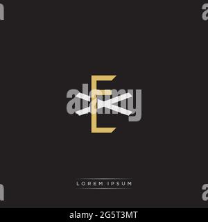 Initial letter overlapping interlock logo monogram line art style isolated on black background template Stock Vector