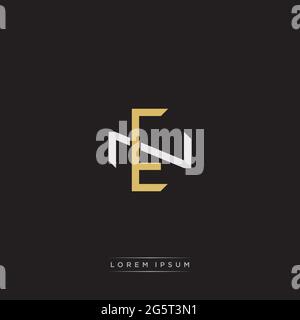 Initial letter overlapping interlock logo monogram line art style isolated on black background template Stock Vector