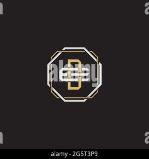 Initial letter overlapping interlock logo monogram line art style isolated on black background template Stock Vector