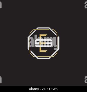 Initial letter overlapping interlock logo monogram line art style isolated on black background template Stock Vector