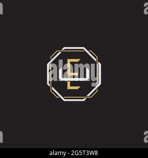 Initial letter overlapping interlock logo monogram line art style isolated on black background template Stock Vector