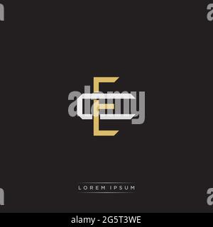 Initial letter overlapping interlock logo monogram line art style isolated on black background template Stock Vector