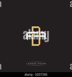 Initial letter overlapping interlock logo monogram line art style isolated on black background template Stock Vector