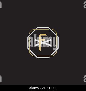 Initial letter overlapping interlock logo monogram line art style isolated on black background template Stock Vector
