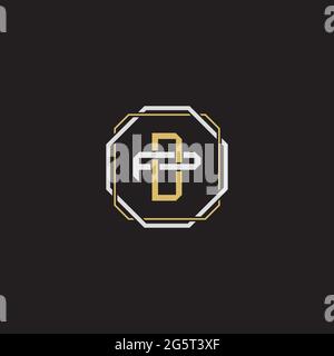 Initial letter overlapping interlock logo monogram line art style isolated on black background template Stock Vector