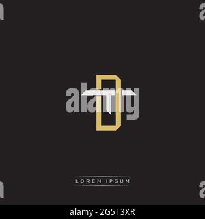 Initial letter overlapping interlock logo monogram line art style isolated on black background template Stock Vector