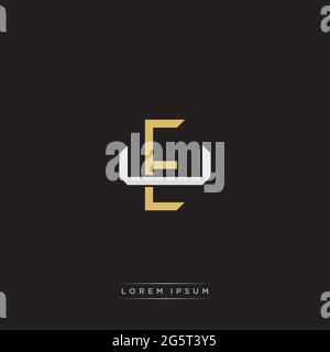 Initial letter overlapping interlock logo monogram line art style isolated on black background template Stock Vector