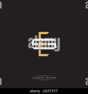 Initial letter overlapping interlock logo monogram line art style isolated on black background template Stock Vector