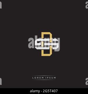 Initial letter overlapping interlock logo monogram line art style isolated on black background template Stock Vector