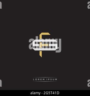 Initial letter overlapping interlock logo monogram line art style isolated on black background template Stock Vector