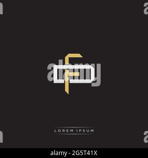 Initial letter overlapping interlock logo monogram line art style isolated on black background template Stock Vector