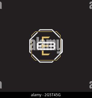 Initial letter overlapping interlock logo monogram line art style isolated on black background template Stock Vector