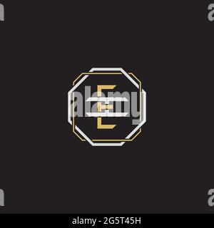 Initial letter overlapping interlock logo monogram line art style isolated on black background template Stock Vector