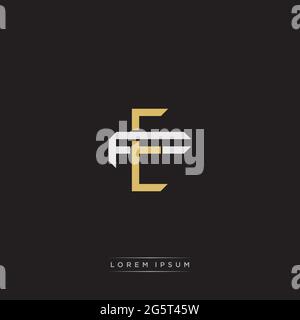 Initial letter overlapping interlock logo monogram line art style isolated on black background template Stock Vector