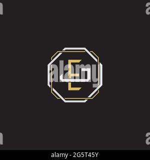 Initial letter overlapping interlock logo monogram line art style isolated on black background template Stock Vector