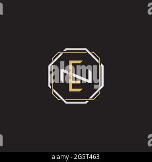 Initial letter overlapping interlock logo monogram line art style isolated on black background template Stock Vector