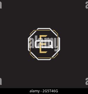 Initial letter overlapping interlock logo monogram line art style isolated on black background template Stock Vector