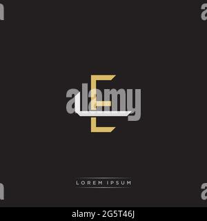 Initial letter overlapping interlock logo monogram line art style isolated on black background template Stock Vector