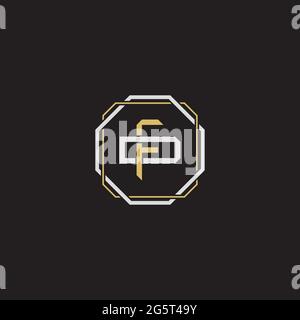 Initial letter overlapping interlock logo monogram line art style isolated on black background template Stock Vector