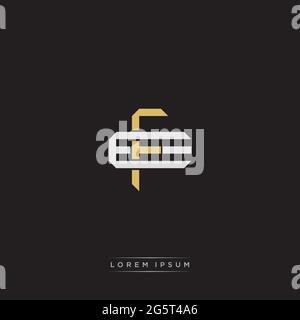 Initial letter overlapping interlock logo monogram line art style isolated on black background template Stock Vector