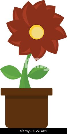 Vector emoticon illustration of a plant with a flower in a pot Stock Vector