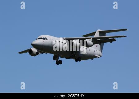 ZE708, a BAe 146 C3 operated by 32 Squadron, Royal Air Force, at Prestwick International Airport in Ayrshire, Scotland. Stock Photo