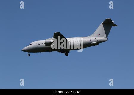 ZE708, a BAe 146 C3 operated by 32 Squadron, Royal Air Force, at Prestwick International Airport in Ayrshire, Scotland. Stock Photo