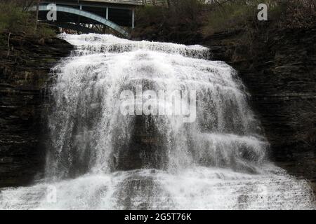 Shequaga Waterfall in Montour Falls, NY Stock Photo