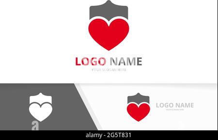 Heart and security logo combination. Love and shield logotype design template. Stock Vector