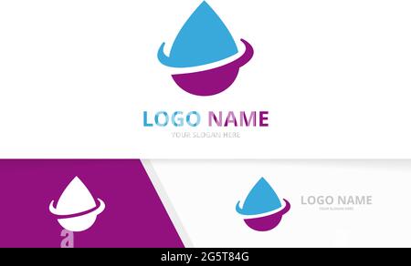 Aqua water drop logo combination. Unique waterdrop delivery logotype design template. Stock Vector