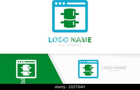 Vector spine and browser logo combination. Unique spinal diagnostic center logotype design template. Stock Vector