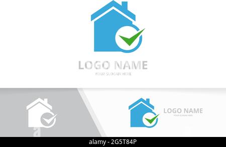 Vector real estate and tick logo combination. House and check mark logotype design template. Stock Vector