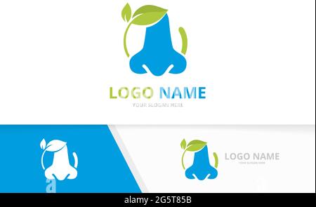 ENT clinic logotype design. Business nose and leaves logo. Stock Vector