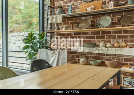 Cozy dining room in the house Stock Photo