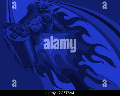 game pad with a fire for gaming vector Stock Vector