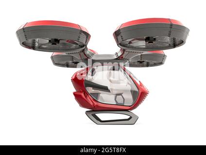 drone taxi on white background side view, 3d illustration Stock Photo