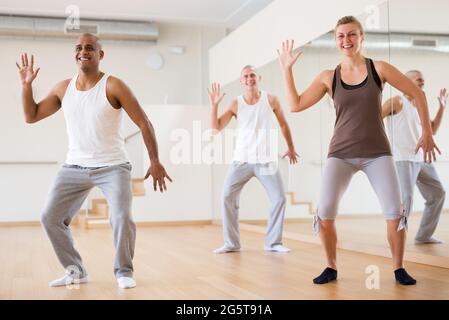 Group of activity people practicing dance techniques Stock Photo