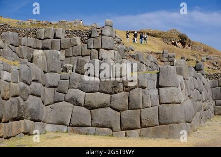 Peru Cusco - Stone wall in Sacsayhuaman - Saqsaywaman Stock Photo