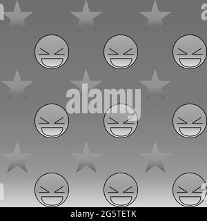 Happy emotion face in grayscale with star 08 Stock Vector