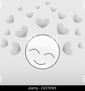 Love emotion face in grayscale with heart 07 Stock Vector